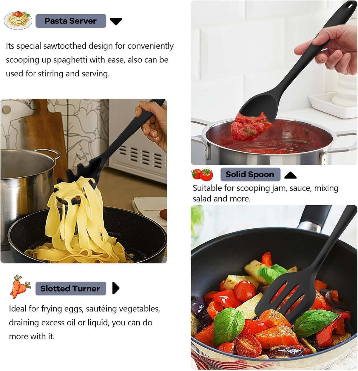 TeamFar Silicone Cooking Utensils, 10 pcs Kitchen Cooking Utensils Set