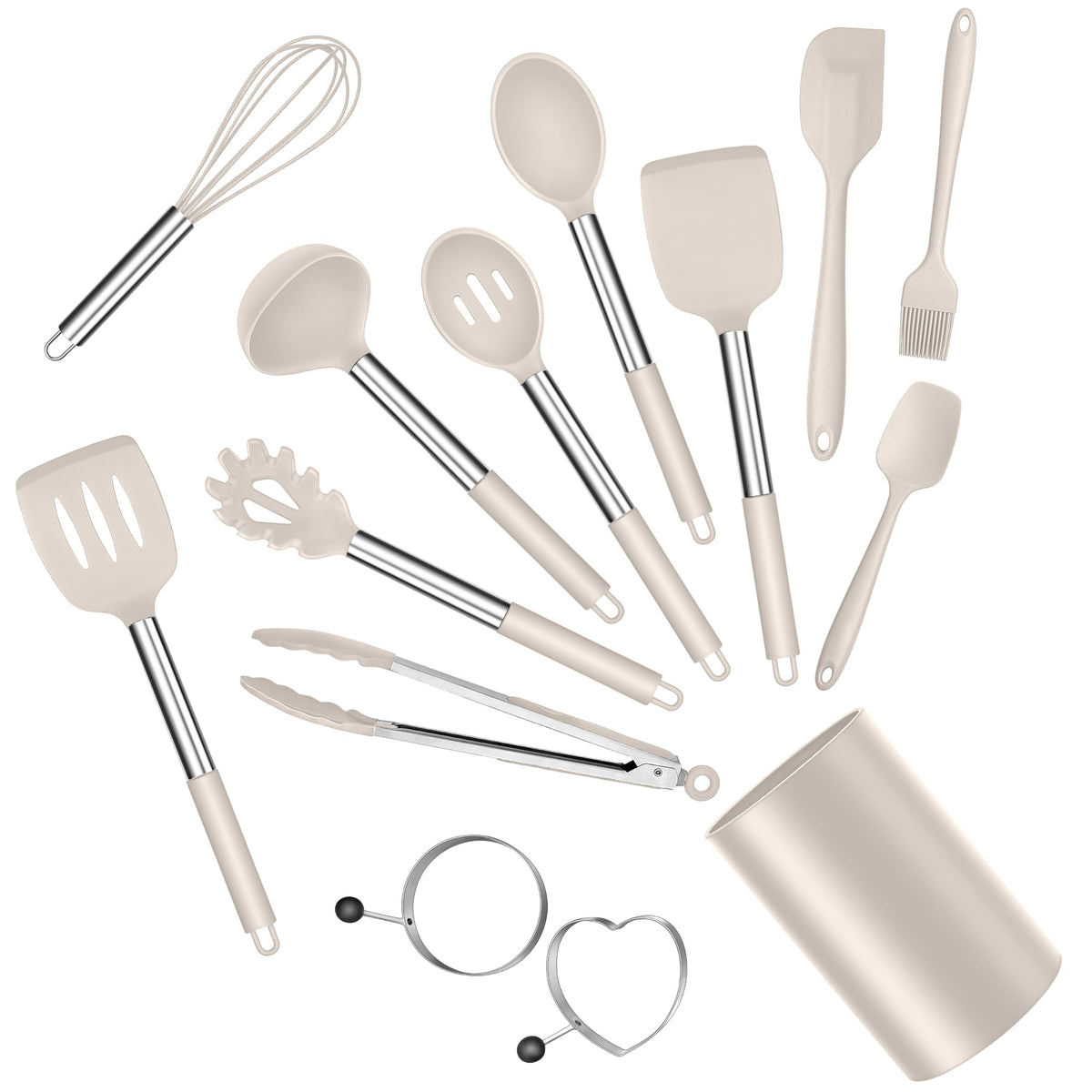 E-far Silicone Cooking Utensils Set, 7-Piece Black Kitchen Utensils Set