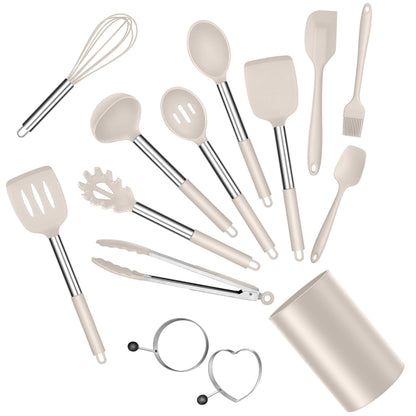 E-far Silicone Cooking Utensils Set, 7-Piece Black Kitchen Utensils Set