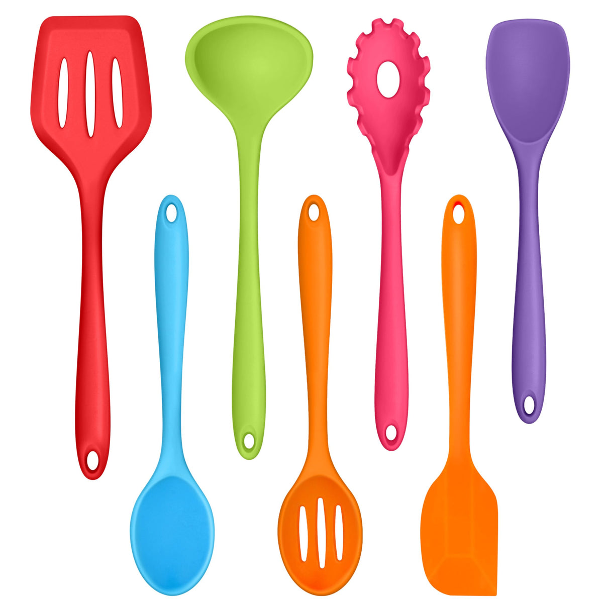 TeamFar Silicone Cooking Utensil Set of 7, Kitchen Cooking Utensil Set