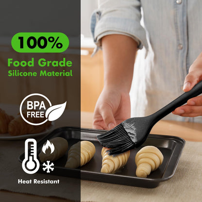 HOTEC 600℉ Heat Resistant Silicone Basting &Pastry Brushes, Black 2