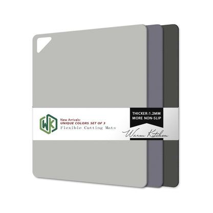 WK Flexible Plastic Cutting Boards Mats for Kitchen, Flexible Non Slip Cutting Mat, Thin Cutting Sheets, BPA Free, Dishwasher Safe, Multi Sizes