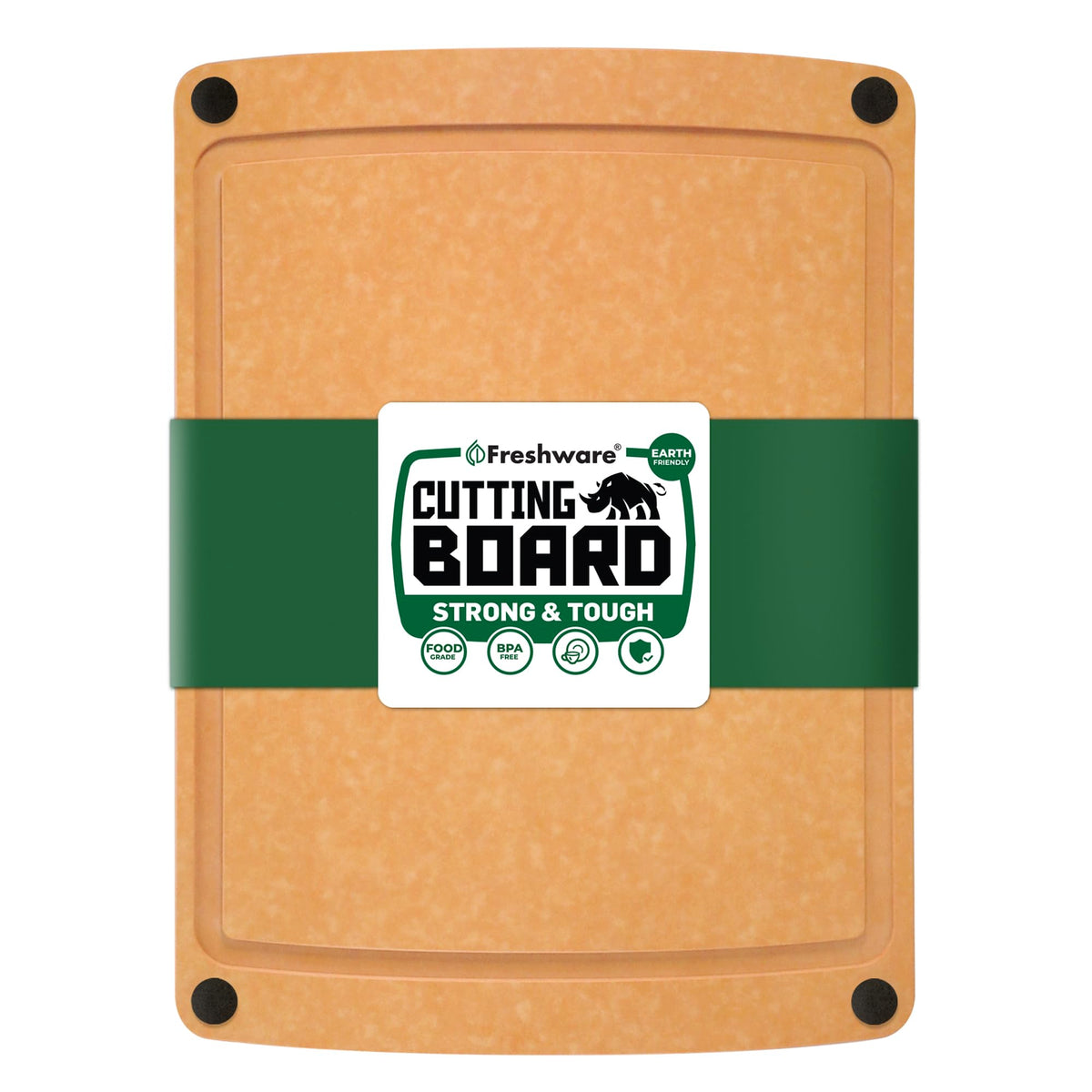 Freshware Wood Cutting Boards for Kitchen, Dishwasher Safe, Medium 12" x 9" and Large, 15" x 11.25", Set of 2, Natural