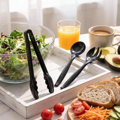 Mwellewm Plastic Serving Utensils Set, Disposable Tongs Spoons for Buffet