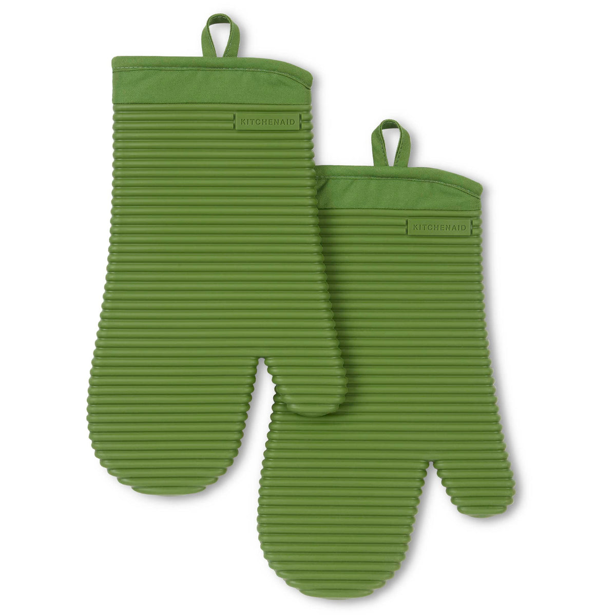 KITCHENAID Ribbed Soft Silicone Oven Mitt 2-Pack Set, 7.5"x13", Milkshake Tan