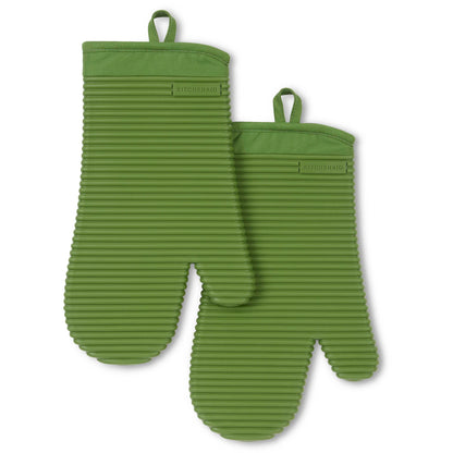 KITCHENAID Ribbed Soft Silicone Oven Mitt 2-Pack Set, 7.5"x13", Milkshake Tan