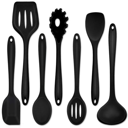 P&P CHEF Blue Kitchen Utensils, Silicone Cooking Utensil Set of 7