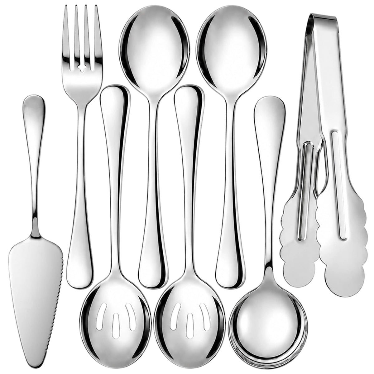 6-Piece Gold Serving Utensil Set, Serving Spoons for Buffet