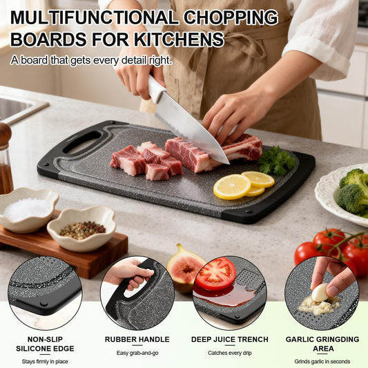 Viretang Plastic Cutting Boards Set of 3,BPA Free,Dishwasher Safe