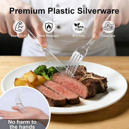 Clawsoff 360 Count Clear Plastic Silverware Set,Disposable Utensils Plastic