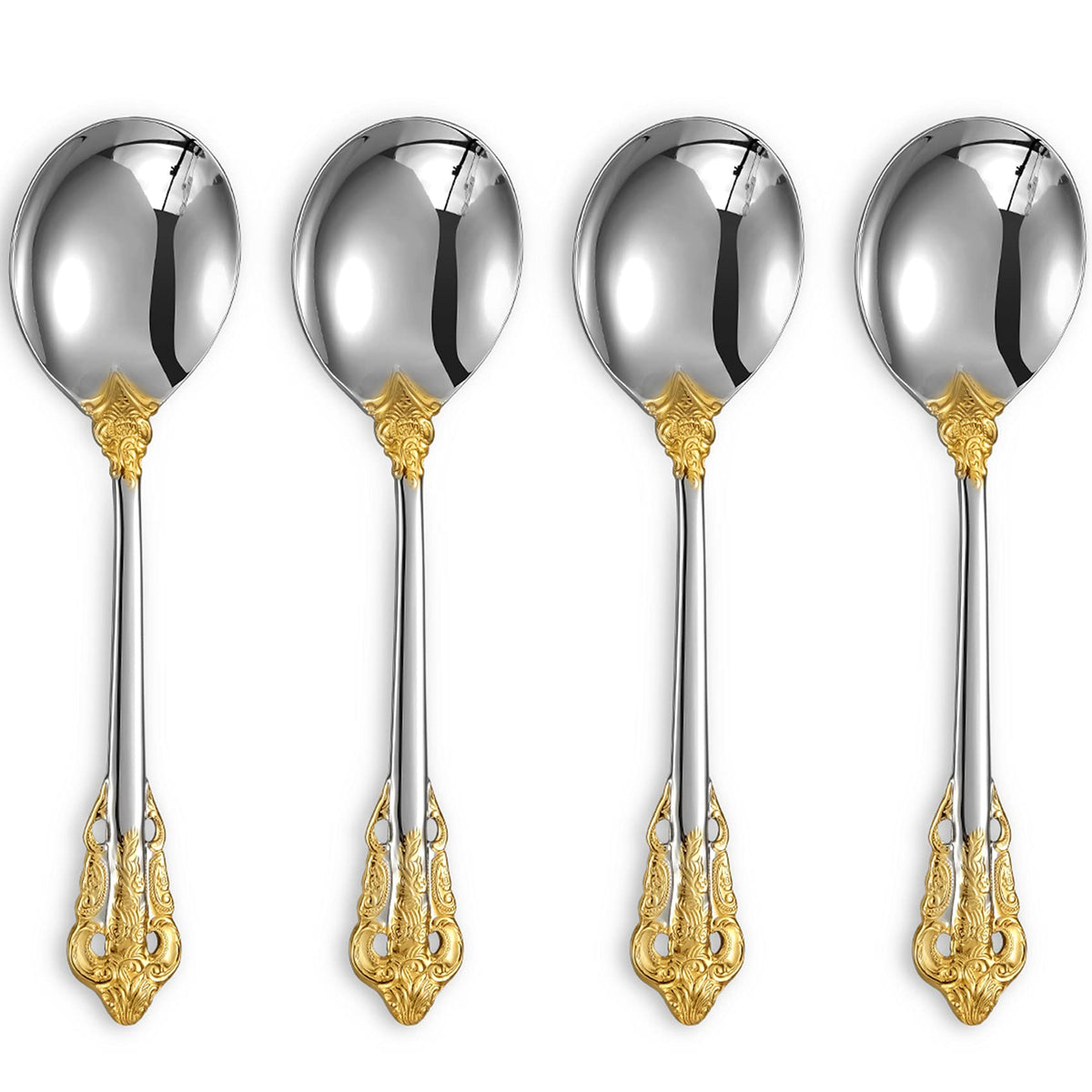 KEAWELL Gorgeous 4-Piece 18/10 Stainless Steel Soup Spoon Set (Silver)