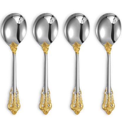 KEAWELL Gorgeous 4-Piece 18/10 Stainless Steel Soup Spoon Set (Silver)