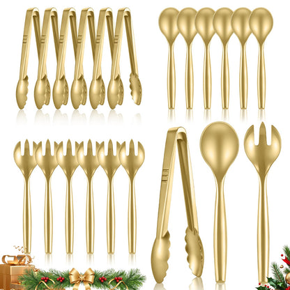 Mwellewm Plastic Serving Utensils Set, Disposable Tongs Spoons for Buffet