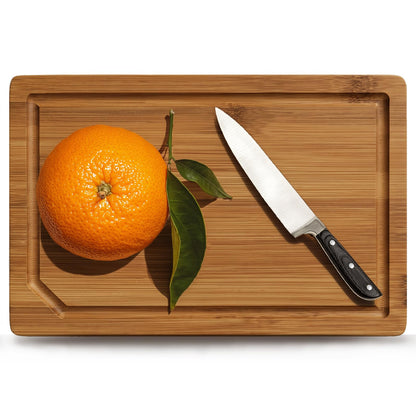 Kikcoin 17"×11" Bamboo Cutting Boards for Kitchen, Knife-Friendly Food Grade Wooden Cutting Boards for Kitchen, Charcuterie, Extra Large Chopping Boards with Deep Juice Groove, Reversible, Natural