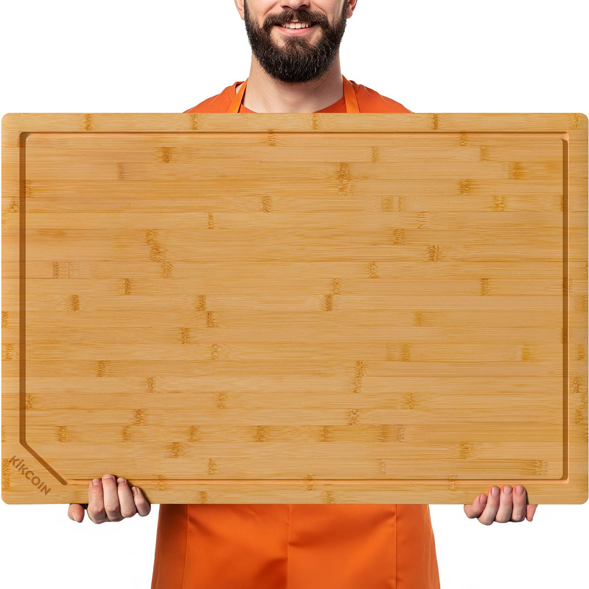 Kikcoin 17"×11" Bamboo Cutting Boards for Kitchen, Knife-Friendly Food Grade Wooden Cutting Boards for Kitchen, Charcuterie, Extra Large Chopping Boards with Deep Juice Groove, Reversible, Natural