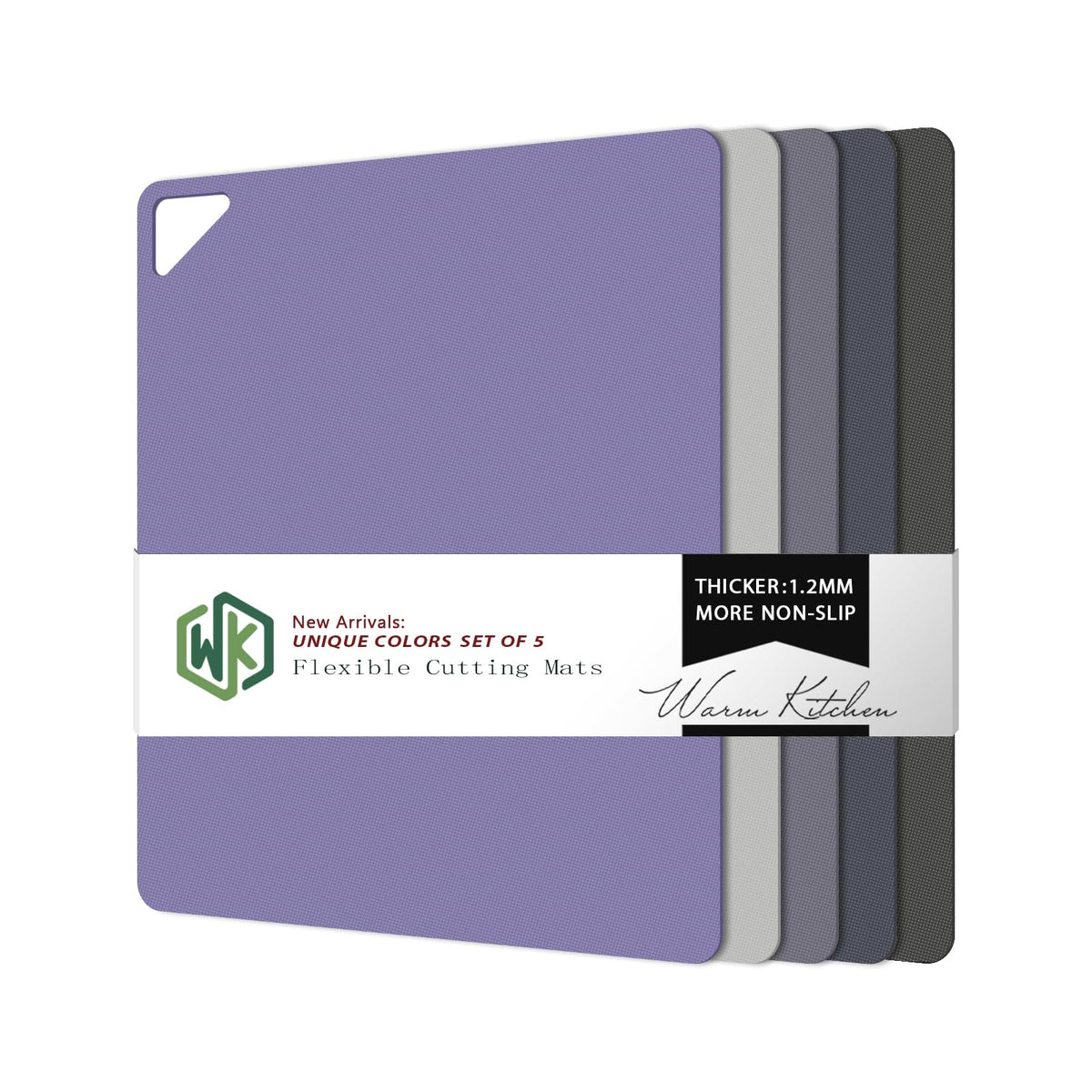 WK Flexible Plastic Cutting Boards Mats for Kitchen, Flexible Non Slip Cutting Mat, Thin Cutting Sheets, BPA Free, Dishwasher Safe, Multi Sizes