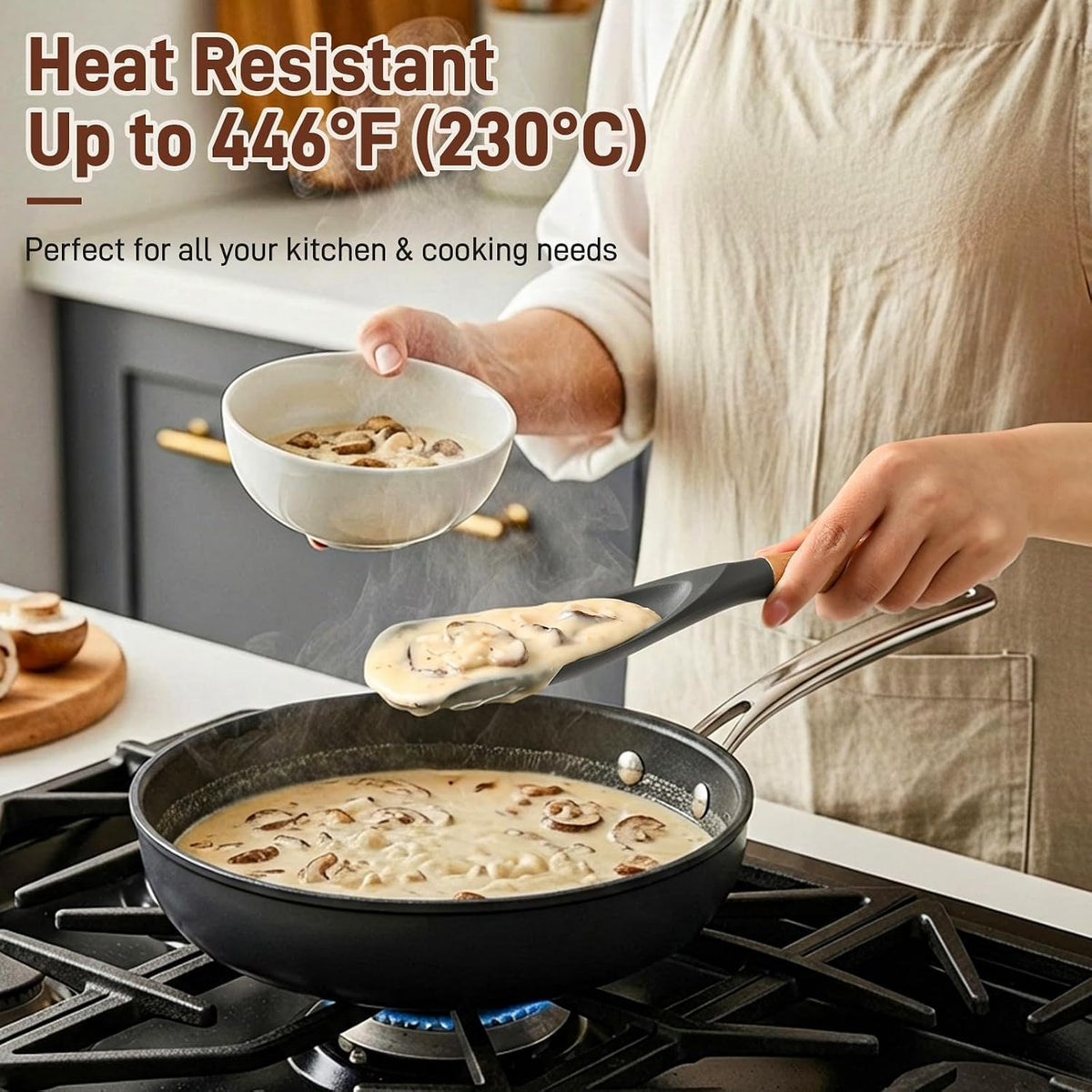 3 PACK Cooking Spoon Spatula for Nonstick Cookware, Heat Resistant Silicone