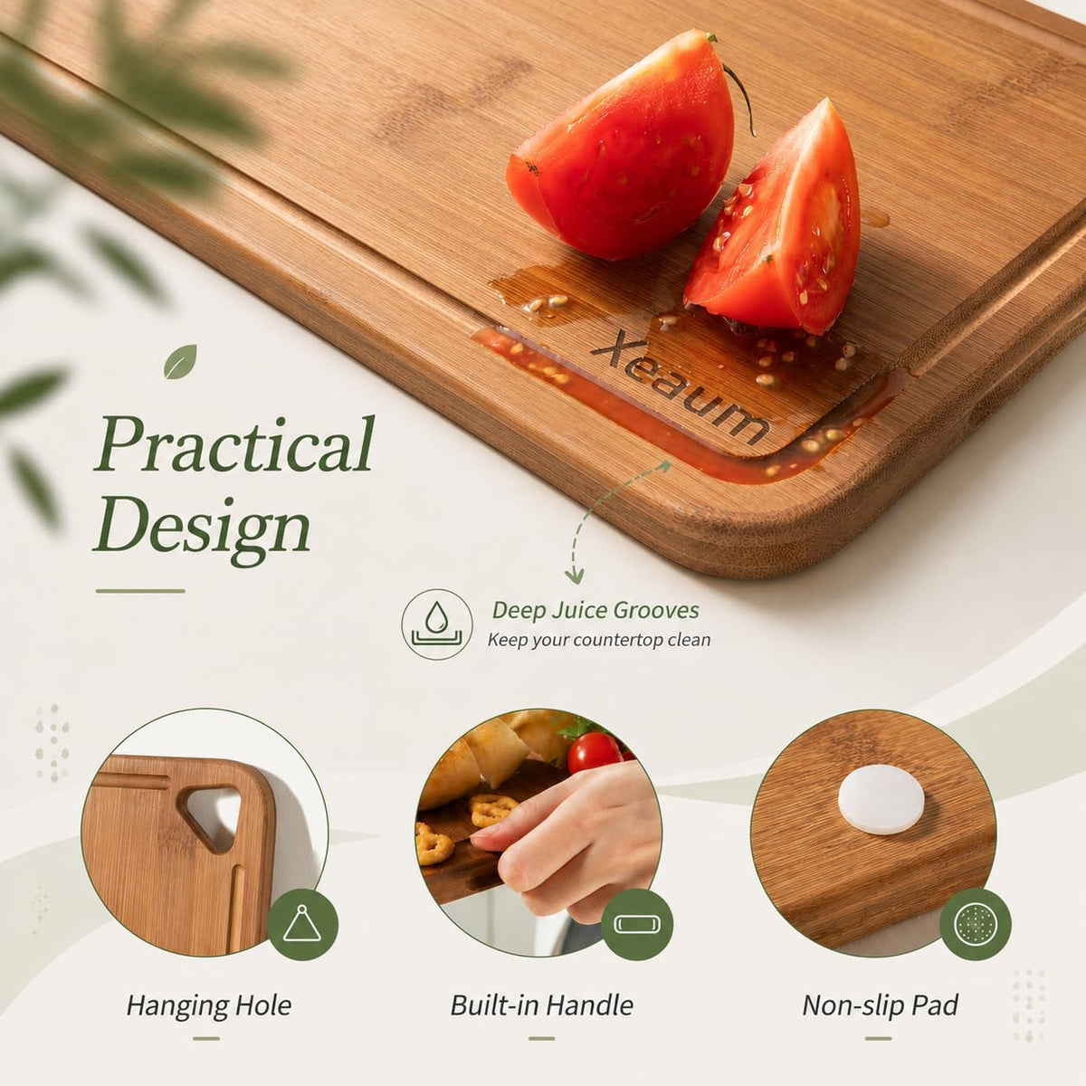 Bamboo Cutting Board 3-Piece Wooden Cutting Board for kitchen