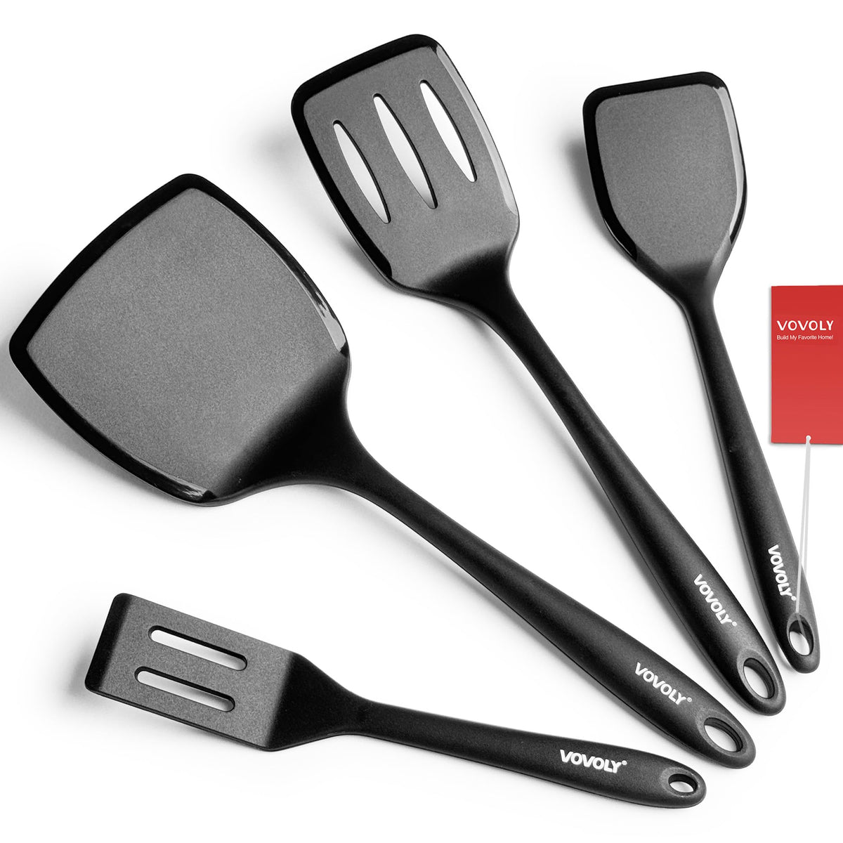 Silicone Spatula Set, 600°F Heat Resistant Silicone Spatula Turner Flipper for Cooking, Non Stick and Non Scratch Kitchen Utensils for Eggs & Pancakes, 4 Pack,Khaki