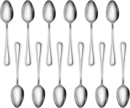 New Star Foodservice Bead Pattern 18/0 Stainless Steel Bouillon Spoon, 6.3-Inch, Set of 12, Commercial Grade