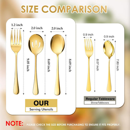 Mwellewm 17Pc Gold Serving Utensils, Stainless Steel Heavy Duty Serving Set