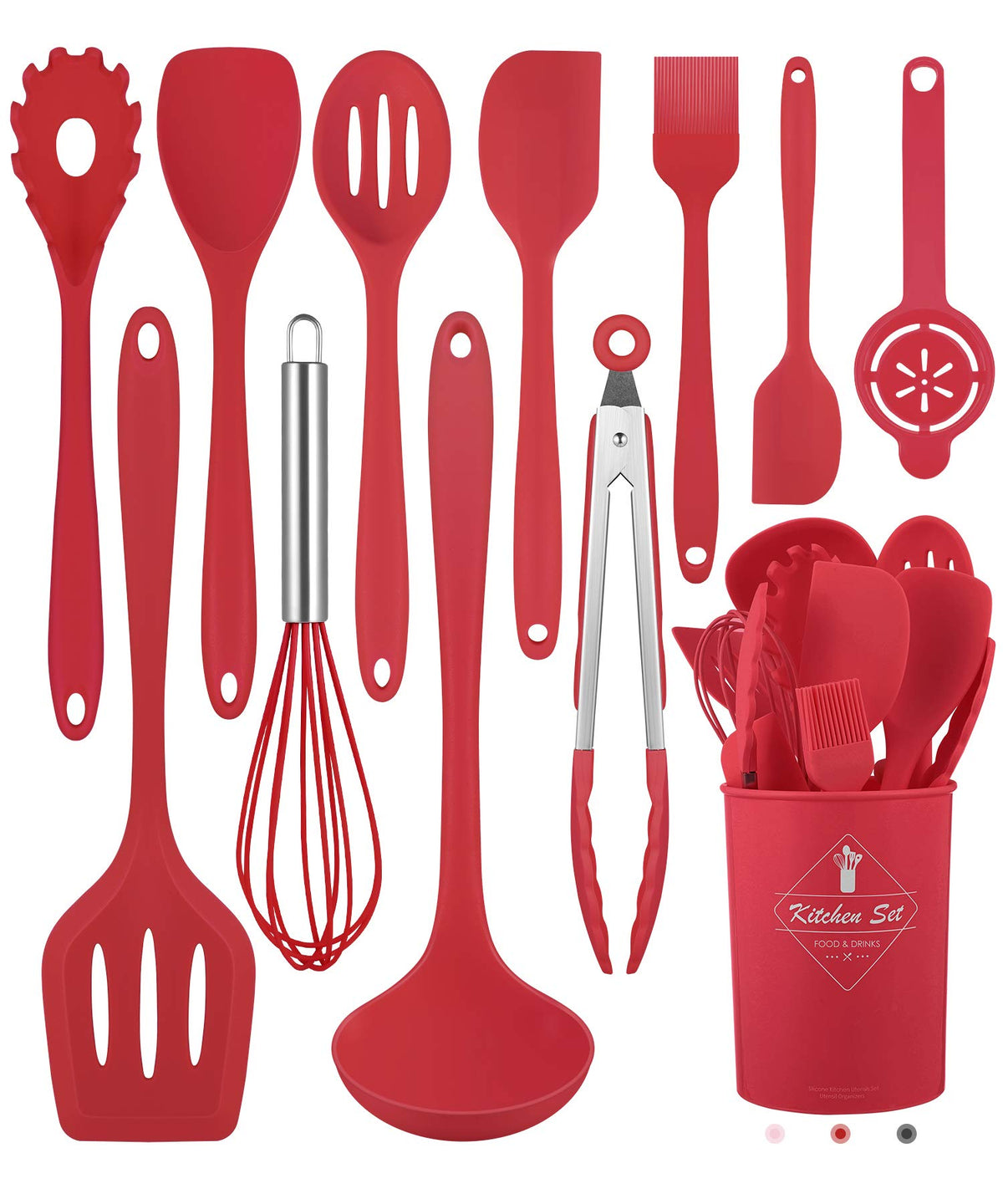 Green Kitchen Utensils Set-12 Pieces Silicone Cooking Utensils Set