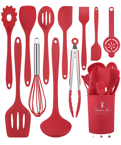 Green Kitchen Utensils Set-12 Pieces Silicone Cooking Utensils Set