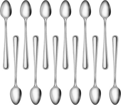 New Star Foodservice Bead Pattern 18/0 Stainless Steel Bouillon Spoon, 6.3-Inch, Set of 12, Commercial Grade