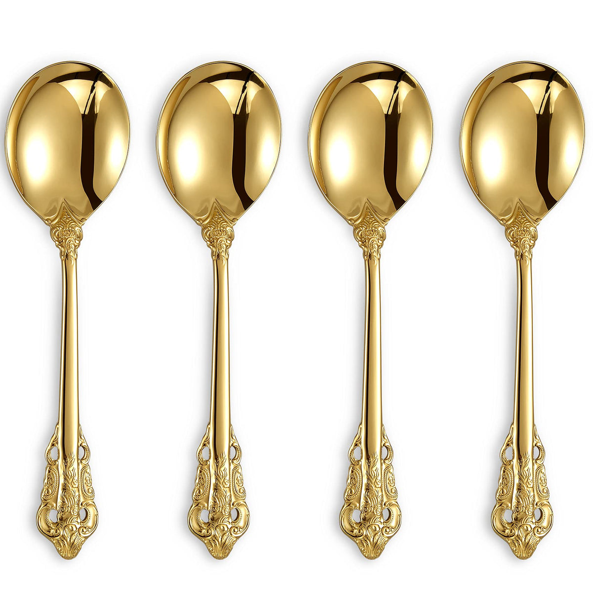 KEAWELL Gorgeous 4-Piece 18/10 Stainless Steel Soup Spoon Set (Silver)