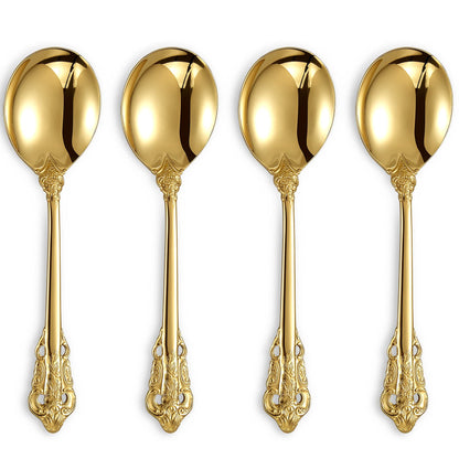 KEAWELL Gorgeous 4-Piece 18/10 Stainless Steel Soup Spoon Set (Silver)