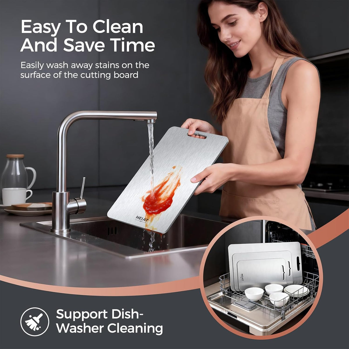 Titanium Cutting Board 3-Piece Set, 100% Pure Titanium Cutting Boards for Kitchen,Double-Sided Chopping Boards for Everyday Meal Prep