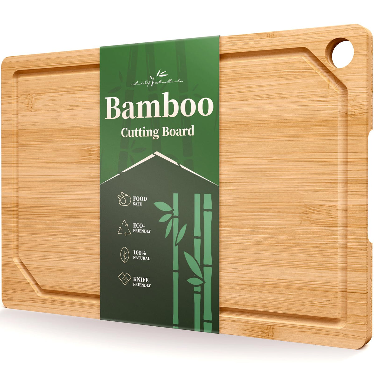 Kitsure Bamboo Cutting Board for Kitchen, Large, Natural