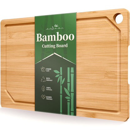 Kitsure Bamboo Cutting Board for Kitchen, Large, Natural