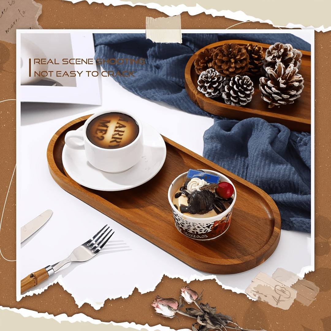8/4pcs Wood Serving Trays Charcuterie Boards Oval Wooden Plates Wood Serving Platter Cheese Dinner Plates Bulk for Dessert Snack Bread Fruit Appetizer Dishes for Kitchen Decoration, It Can Be Used for Party, Buffet, Barbecue, Hotel Etc