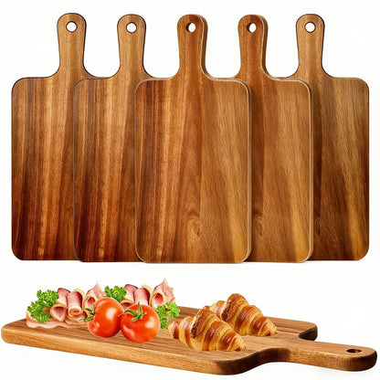 10-Pack/5-Pack Acacia Wood Cutting Boards with Handles, 15.7x7.8 Inches Large Kitchen Chopping Boards for Vegetables, Meat, Cheese, Food Prep Boards, Durable Tableware, Dishwasher Safe for Home Use, Made for Home Chefs