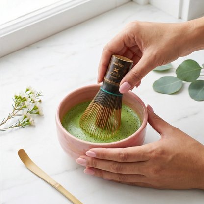 Aprika Life Dark Bamboo Matcha Whisk 100 Prongs - Thin Lightweight & Thick Eco-Friendly Chasen for Perfect Matcha Experience