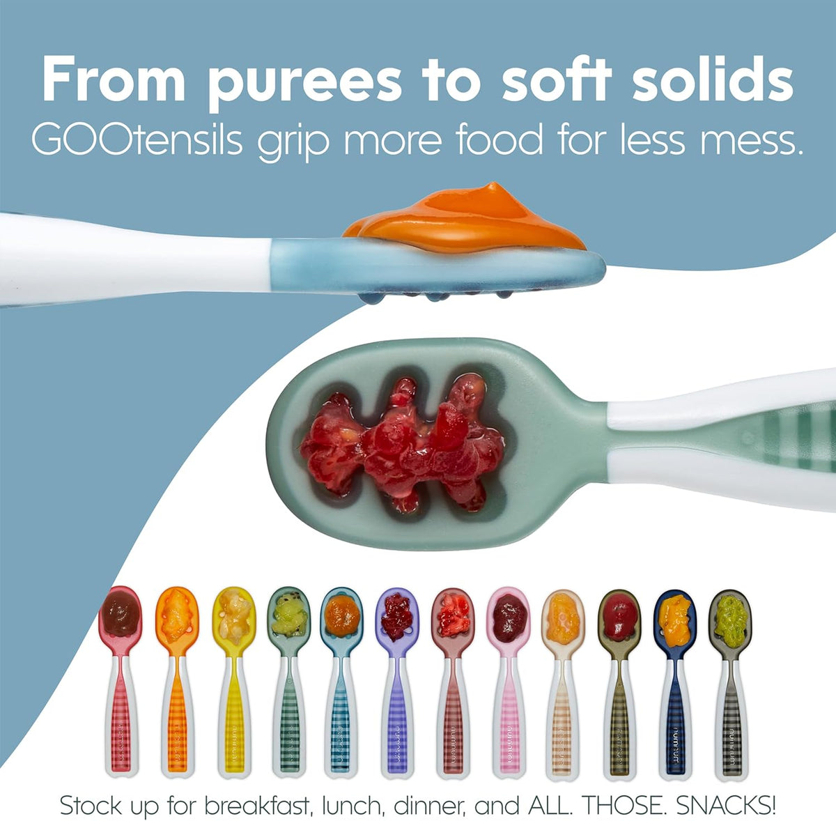 NumNum Baby Spoons Self Feeding 6 Months, 6-Pack Rainbow