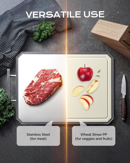 SNOWCLAD Stainless Steel Cutting Board,Non Toxic chopping for kitchen