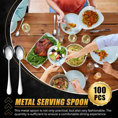 Nuogo 100 Pcs Soup Spoons Bulk, Stainless Steel, Silver