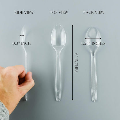Plasticpro Clear Plastic Soup Spoons Disposable Cutlery Medium Weight Utensils 100 Count