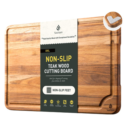 3 Pack Teak Cutting Boards for Kitchen Wood Wooden Cutting Boards Non Toxic