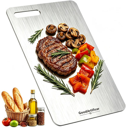 Titanium Cutting Boards Set of 3, 100% Pure Titanium Kitchen Cutting Board, Double-Sided Non-Toxic Cutting Board, Ideal for Slicing and Dicing Meats, Features Handle, Dishwasher Safe