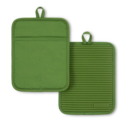 KitchenAid Ribbed Soft Silicone Pot Holder 2-Pack Set, Milkshake Tan, 7"x9"