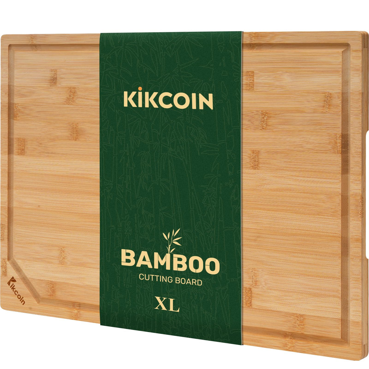 Kikcoin 17"×11" Bamboo Cutting Boards for Kitchen, Knife-Friendly Food Grade Wooden Cutting Boards for Kitchen, Charcuterie, Extra Large Chopping Boards with Deep Juice Groove, Reversible, Natural