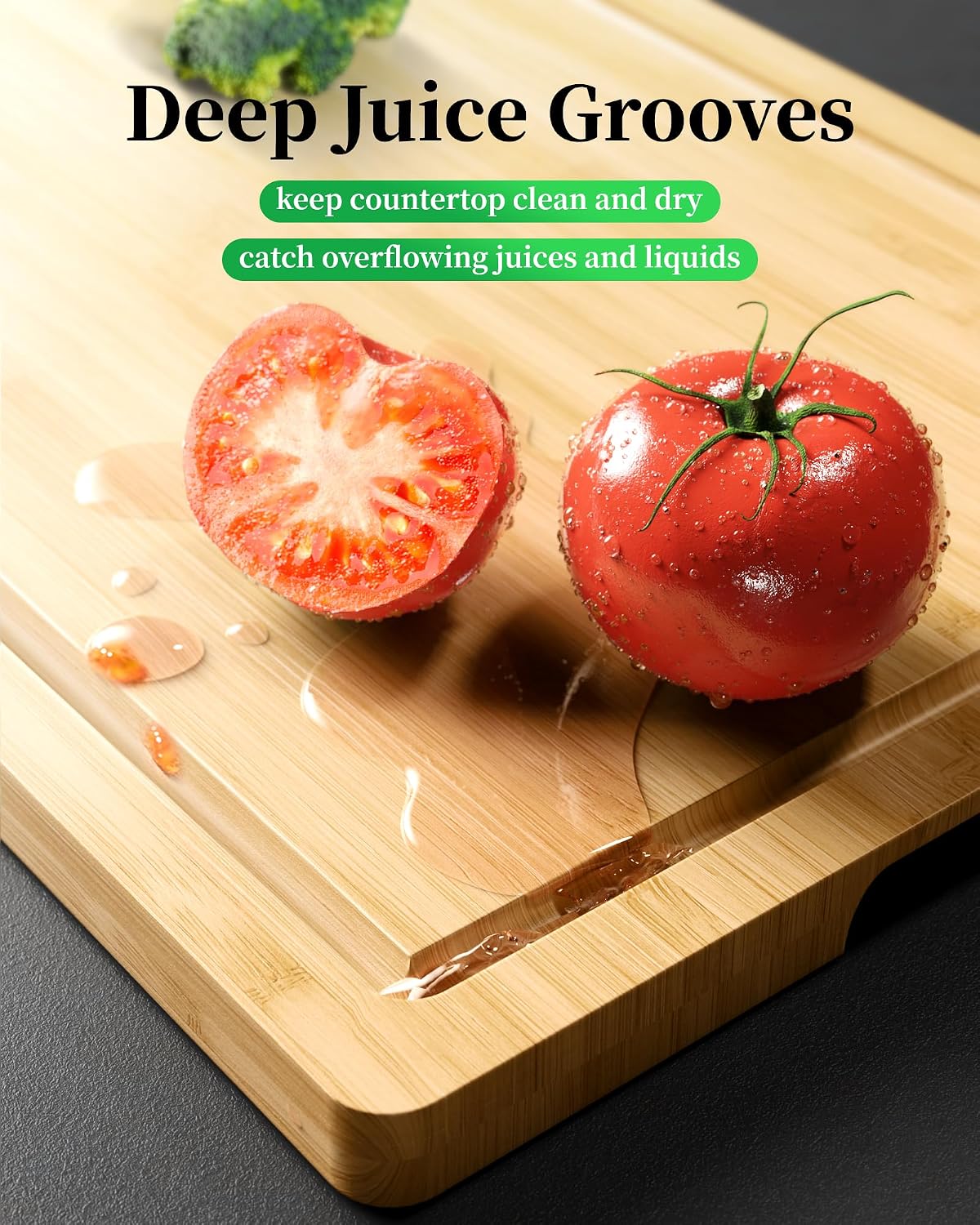 Kitsure Bamboo Cutting Board for Kitchen, Large, Natural