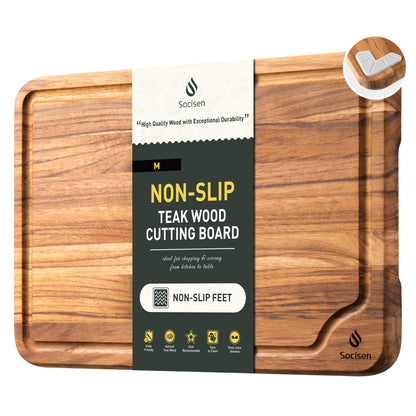3 Pack Teak Cutting Boards for Kitchen Wood Wooden Cutting Boards Non Toxic