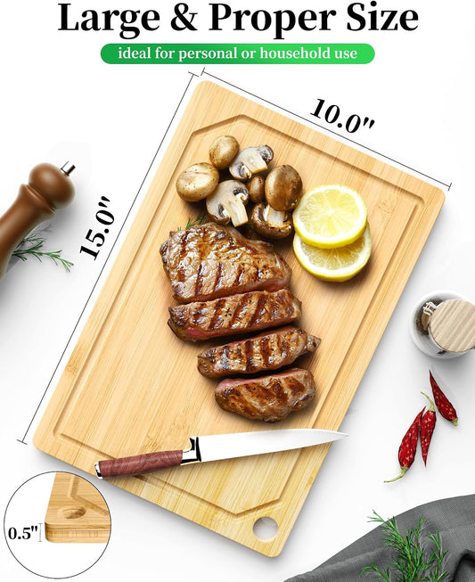 Kitsure Bamboo Cutting Board for Kitchen, Large, Natural