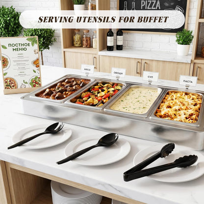 Mwellewm Plastic Serving Utensils Set, Disposable Tongs Spoons for Buffet