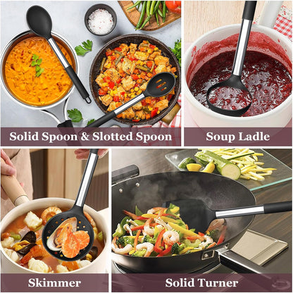 TeamFar Kitchen Utensils Set of 8, Silicone Utensils Kitchen Tools Set