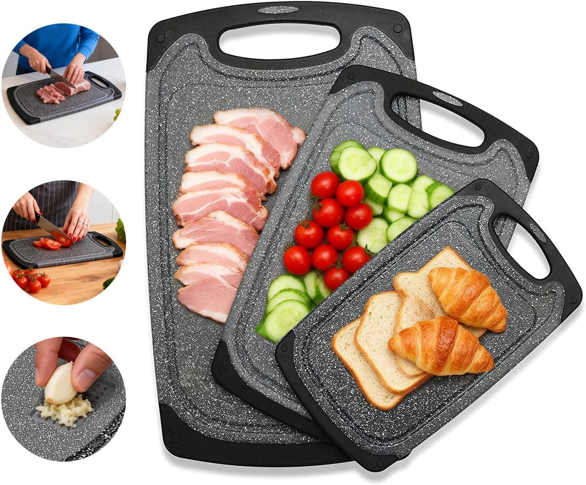 Viretang Plastic Cutting Boards Set of 3,BPA Free,Dishwasher Safe